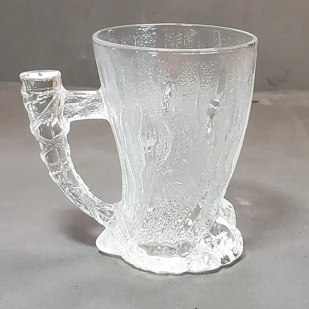 Glass Mug Vintage McDonalds Flintstones Clear Frosted RocDonalds 1993 Mammoth